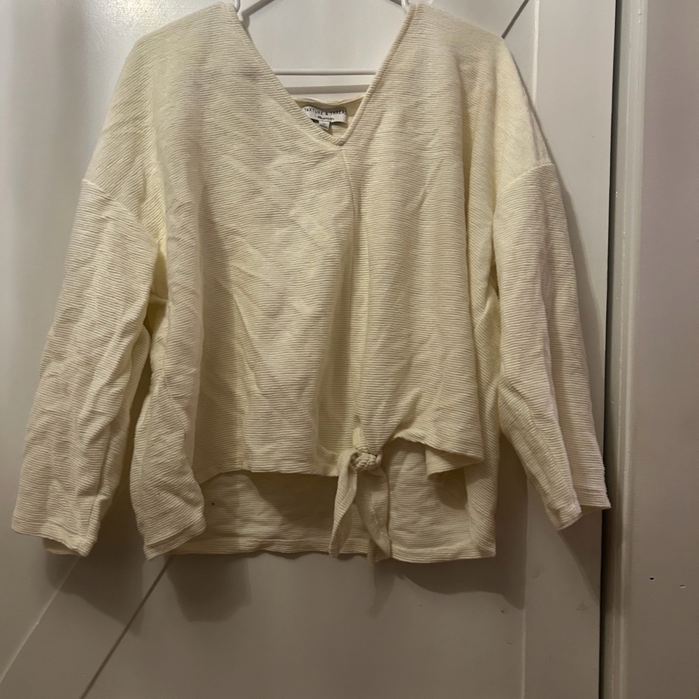 Madewell Textured Cream V-Neck Sweater